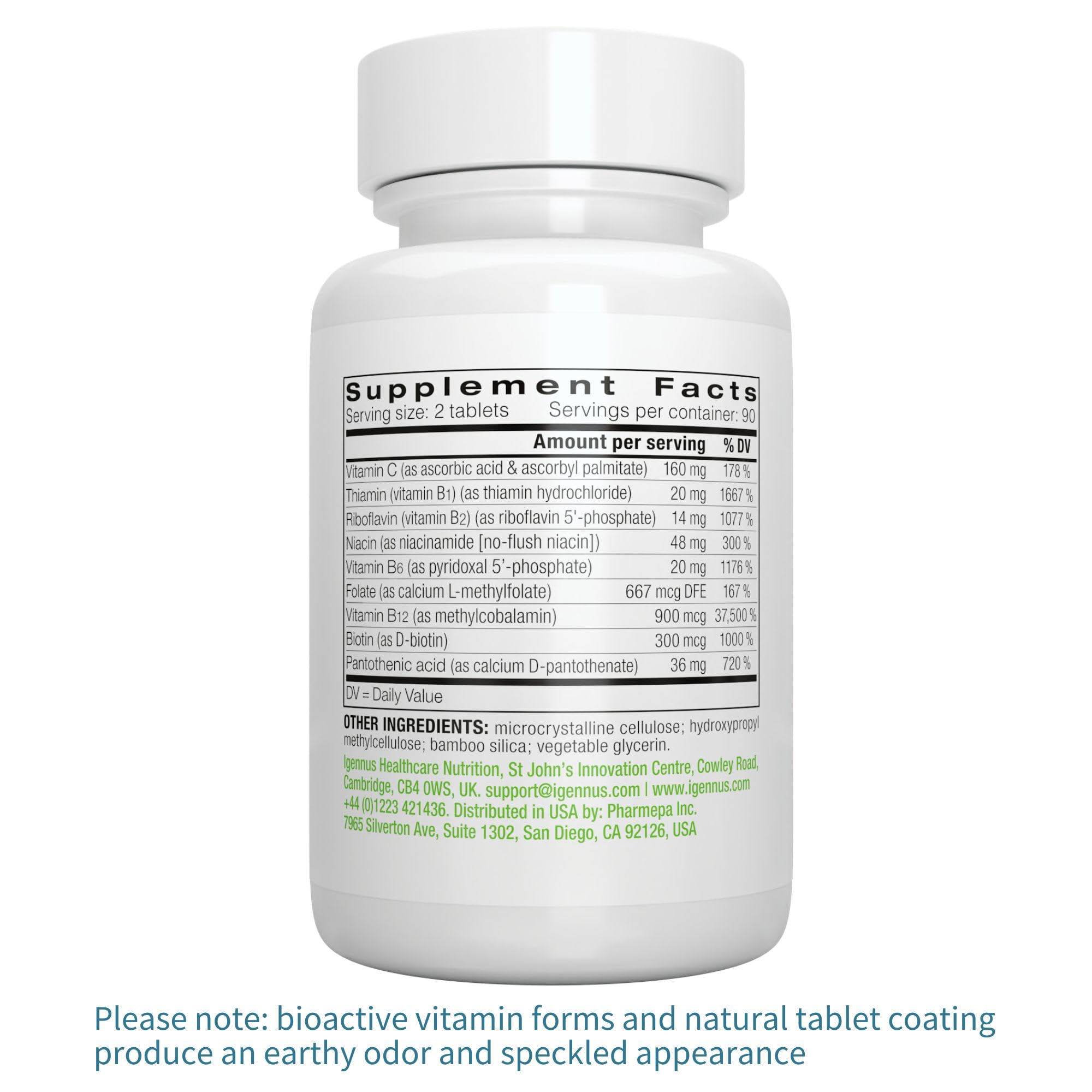 Igennus Super B-Complex tablets in hand, easy to swallow.