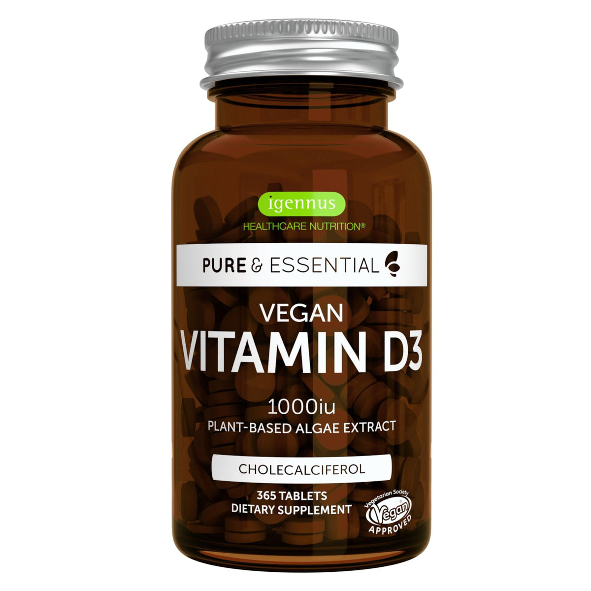 Igennus vegan Vitamin D3 1000 IU tablets – 365-count