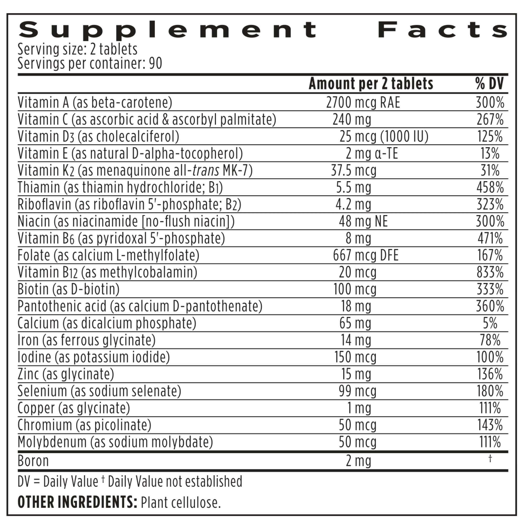 Gentle iron included in the multivitamin formula