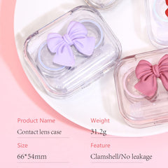 iGeyzoe Bowknot contact lens case purple variant with included tweezers
