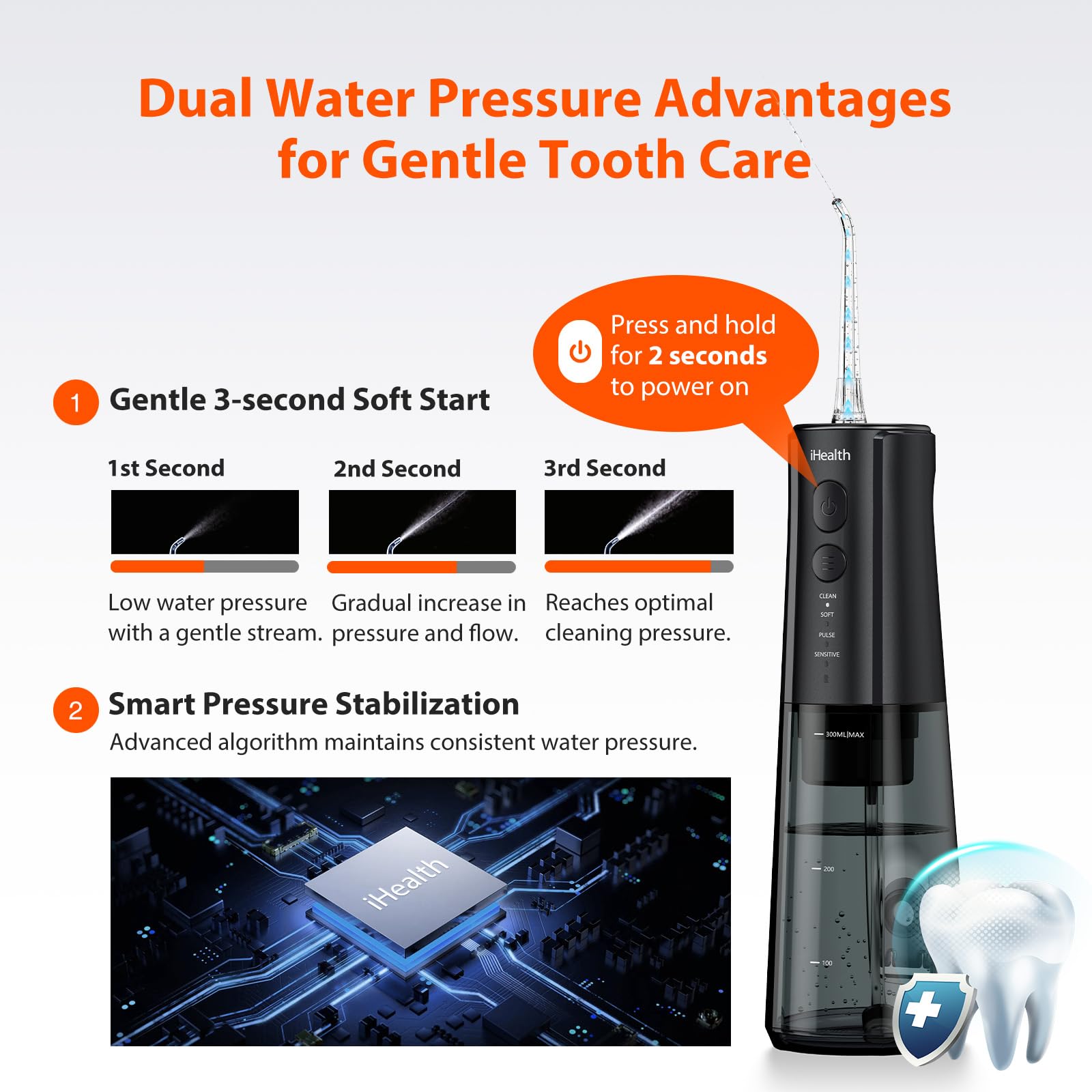 IPX7 waterproof rating highlighted on the device