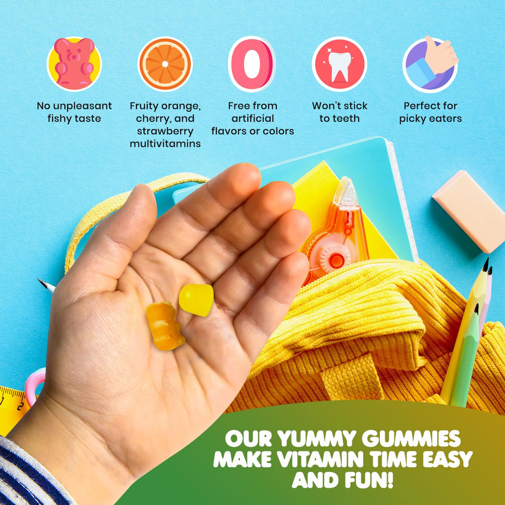 Illustration of a child health support daily vitamins