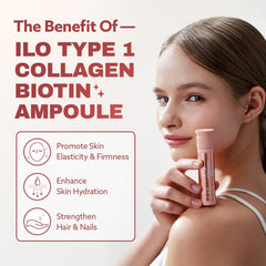 Close-up of ingredients: marine collagen, biotin, ceramide