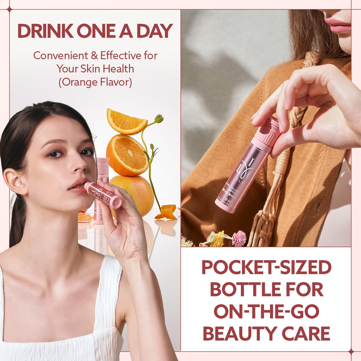 Travel-friendly individual collagen shot packaging