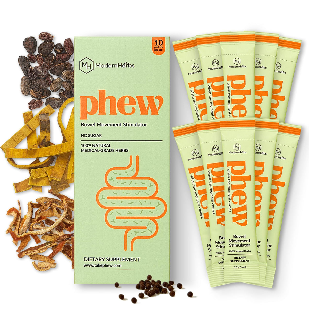 Iluna Phew packaging front showcasing premium herbal constipation relief.