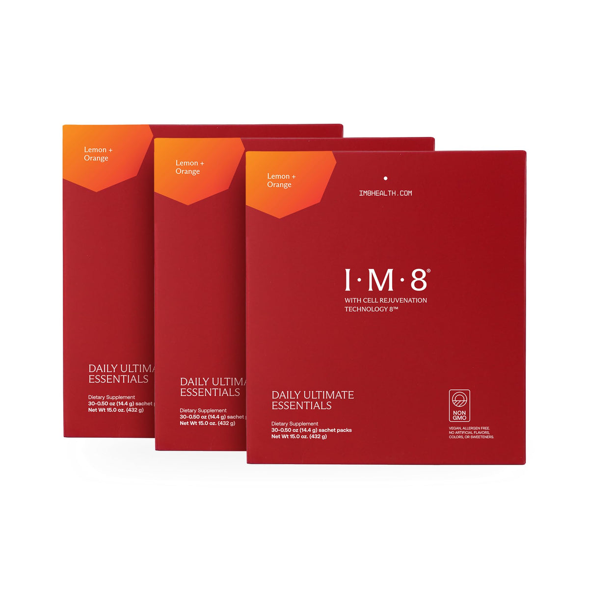 IM8 Daily Ultimate Essentials bottle front for convenient daily wellness.