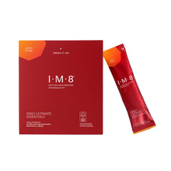 IM8 Daily Ultimate Essentials bottle with pour to show serving possibility for daily wellness