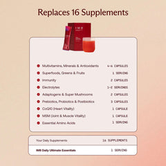 IM8 Daily Ultimate Essentials close-up of 92 ingredients blend.