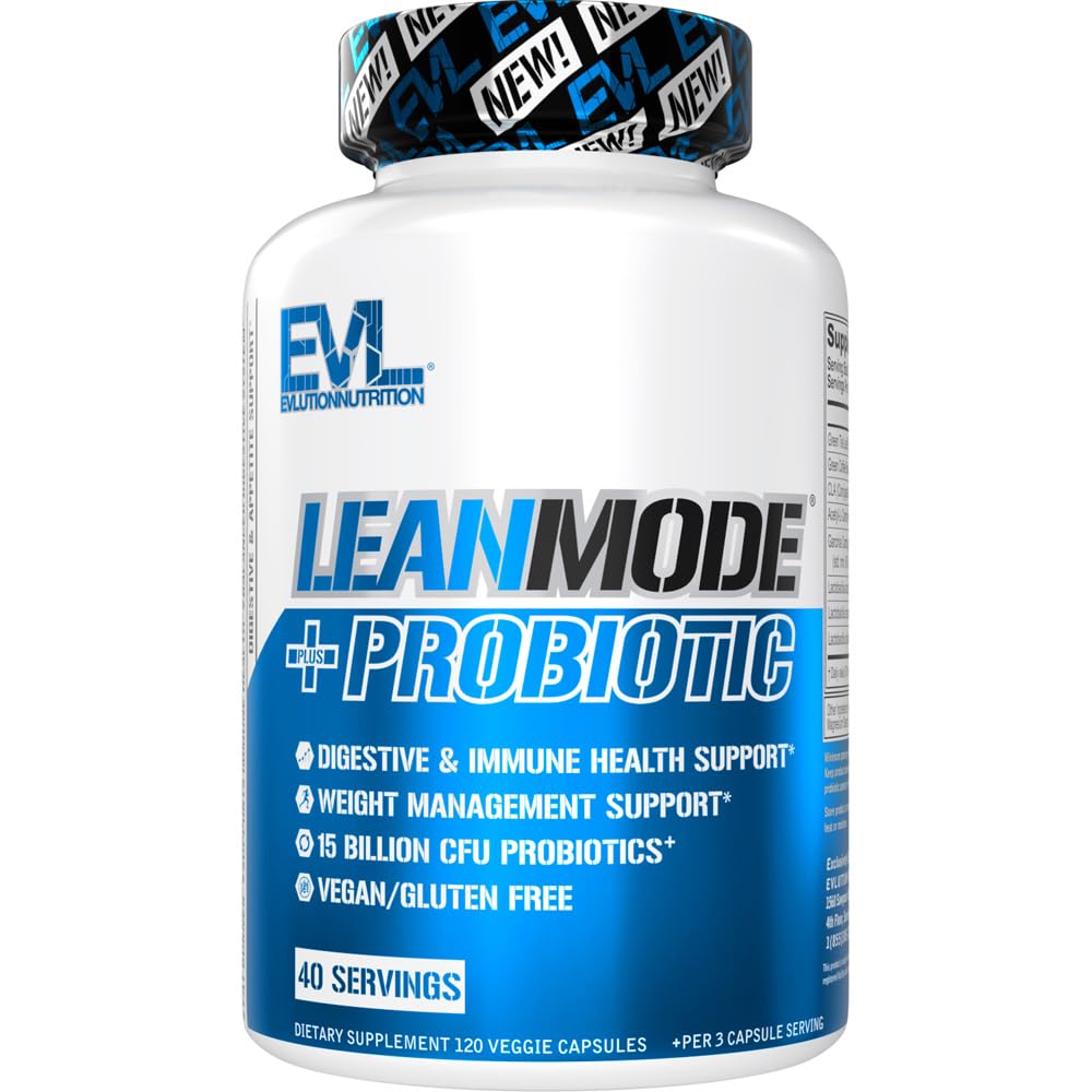 Evlution Nutrition Leanmode + Probiotic, Advanced Probiotic Capsule Supplement, 15 Billion CFUs per Serving, Digestive Support & Gut Health (40 Servings)