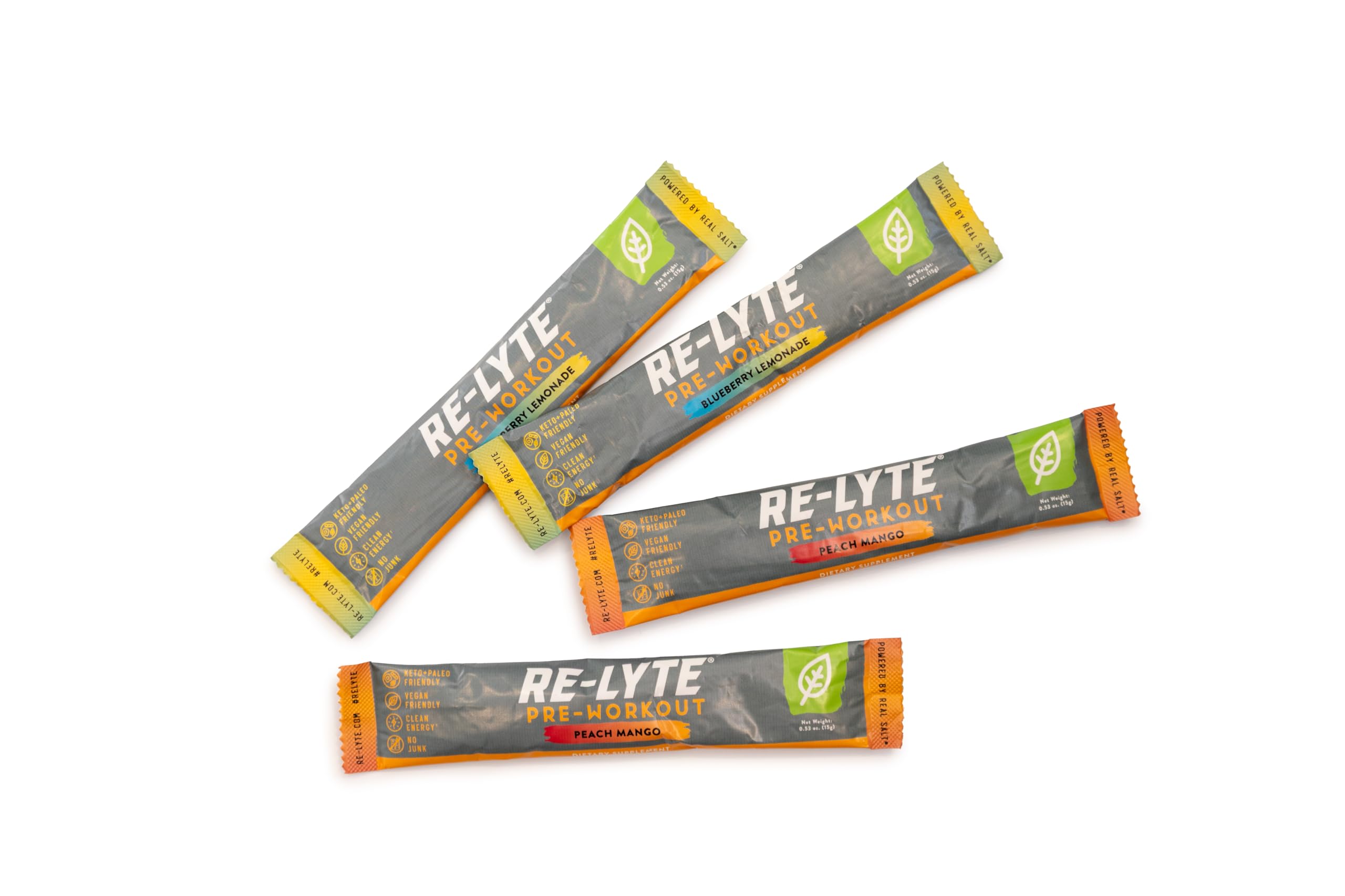 REDMOND Re-Lyte Pre-Workout Drink Mix Sampler Pack — 4 Sticks