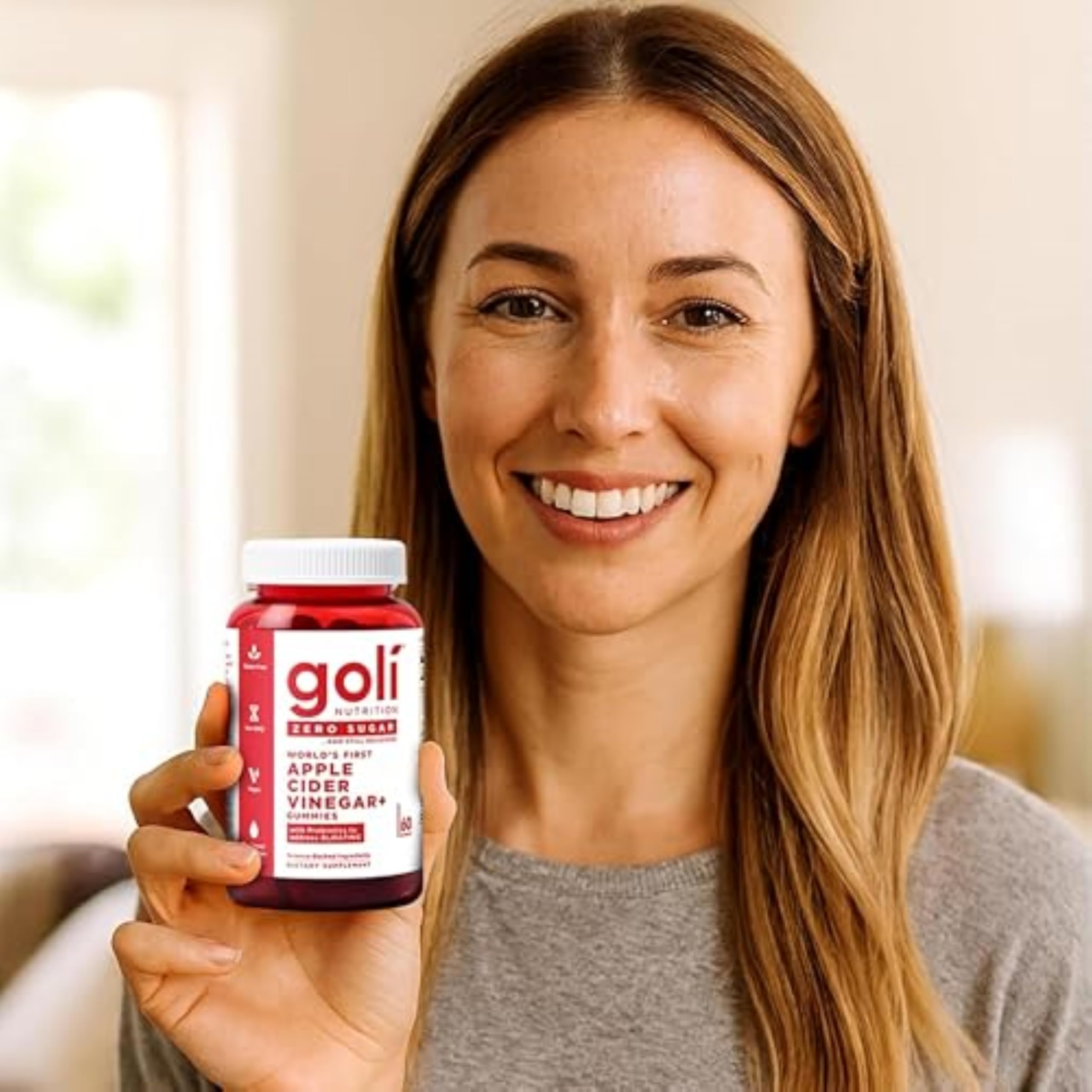 Goli Zero Sugar Apple Cider Vinegar Gummies with Probiotics & Vitamin B12 — 180 Count (3 Pack) | Vegan, Keto, Gluten Free