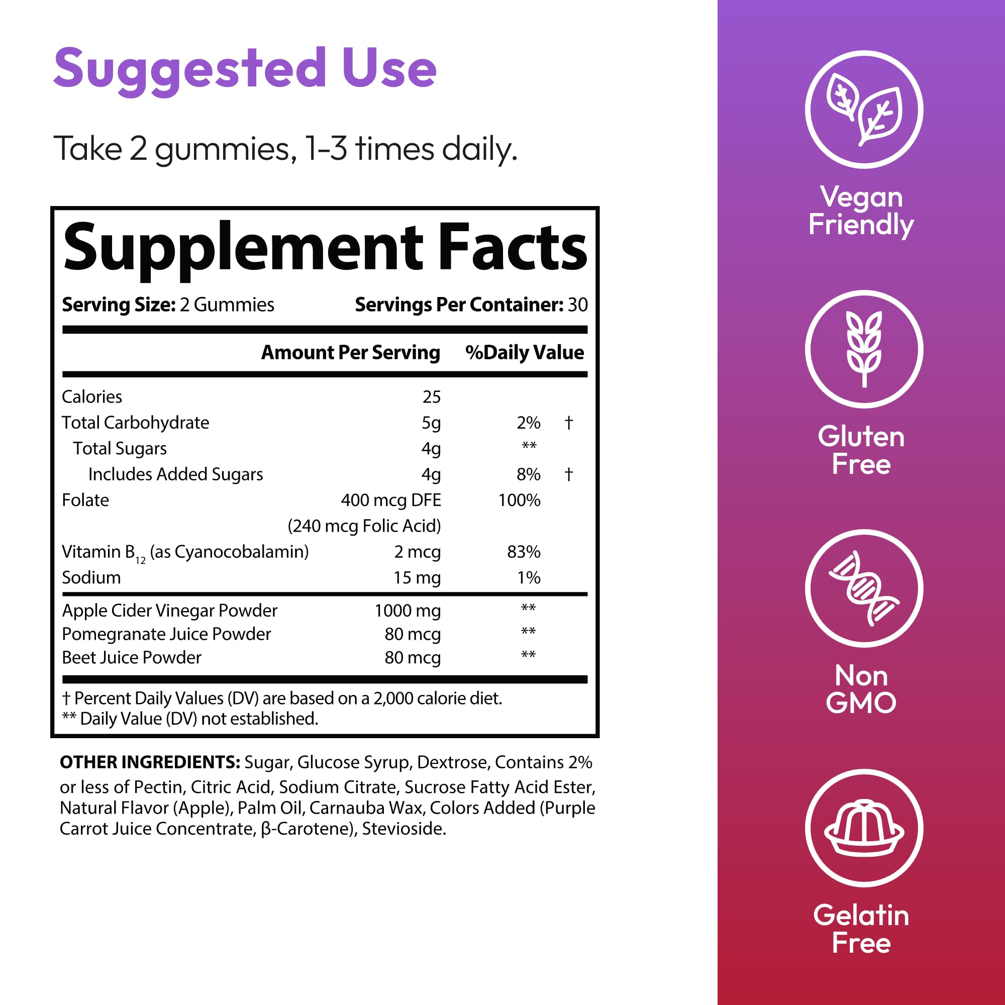 Justified Laboratories Premier Keto ACV Gummies – 5 Pack Vegan & Non-GMO Apple Cider Vinegar with Beet & Pomegranate (300 Gummies)
