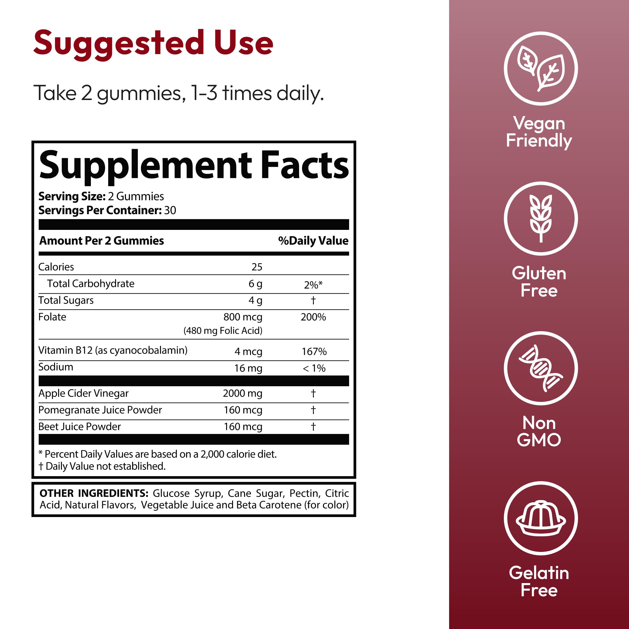 Justified Laboratories Boost Keto ACV Gummies — Vegan, Non-GMO, 1000mg ACV per Serving (5-Pack)