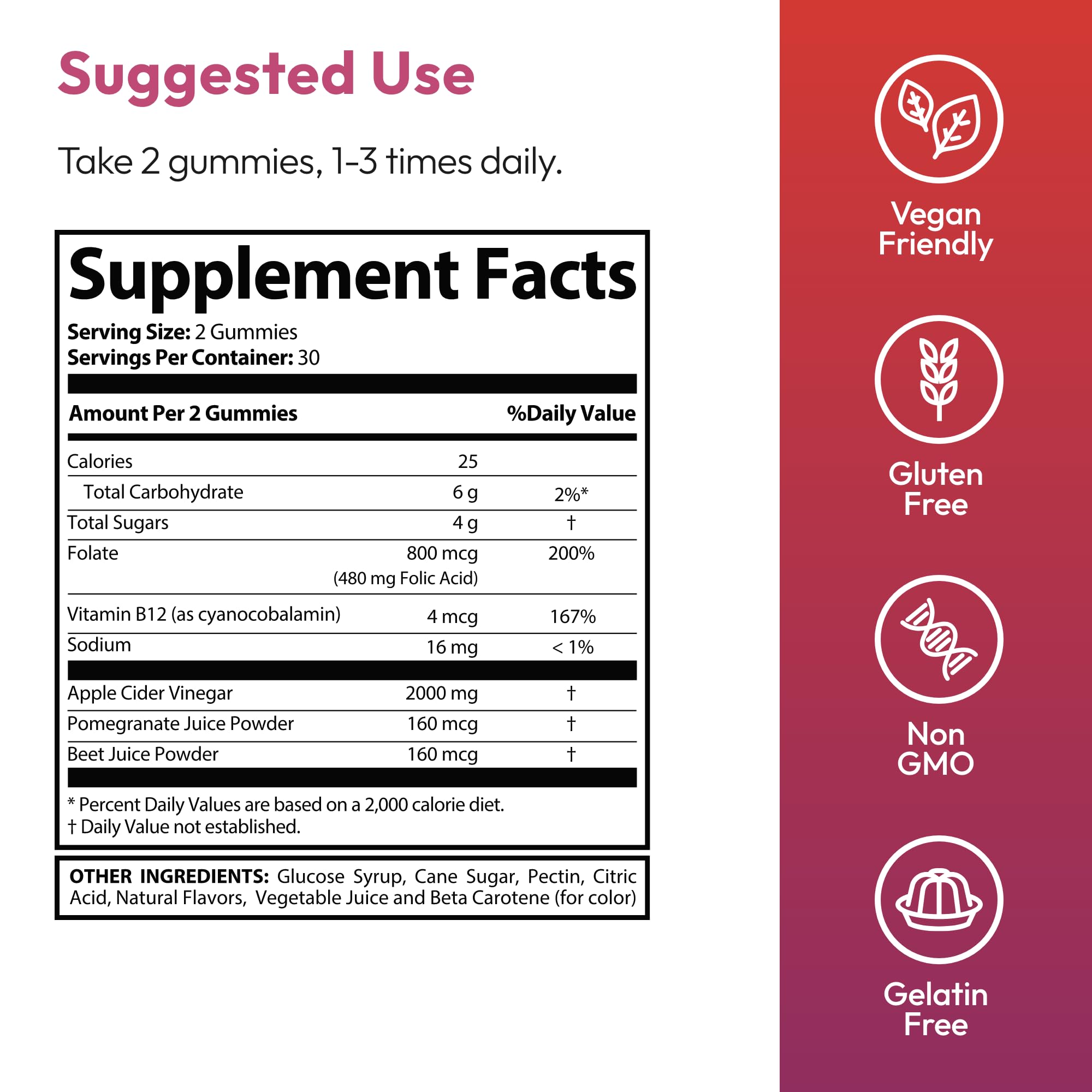 Justified Laboratories Pure Slim Keto ACV Gummies Extreme 2000MG – Vegan, Non-GMO Apple Cider Vinegar Gummies (60 Count)
