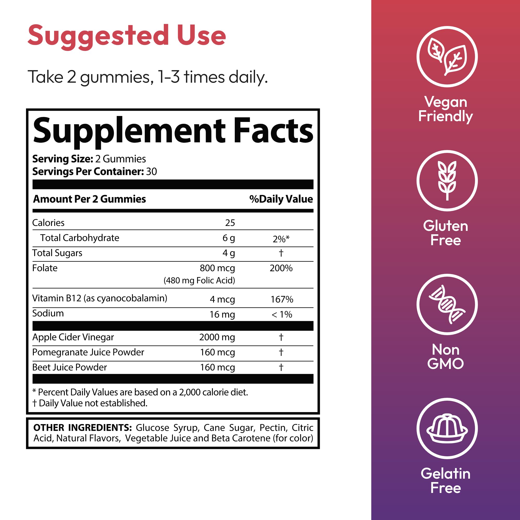 Justified Laboratories Destiny Keto ACV Gummies Extreme 2 Pack – Vegan Non-GMO Apple Cider Vinegar with Beet & Pomegranate