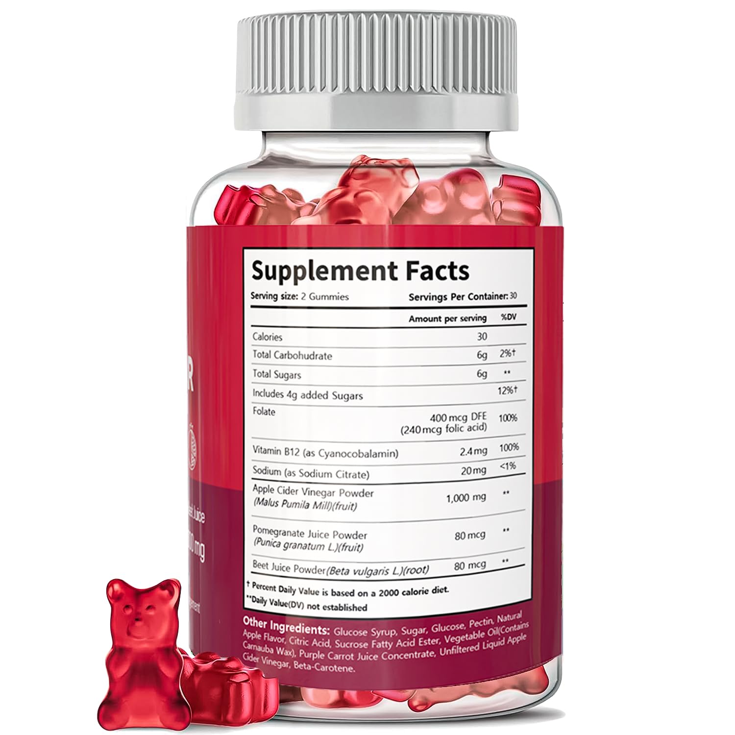 HARMONIFY ACV Gummies with Pomegranate Beet Juice, 1000 mg Vitamins – 30 Days