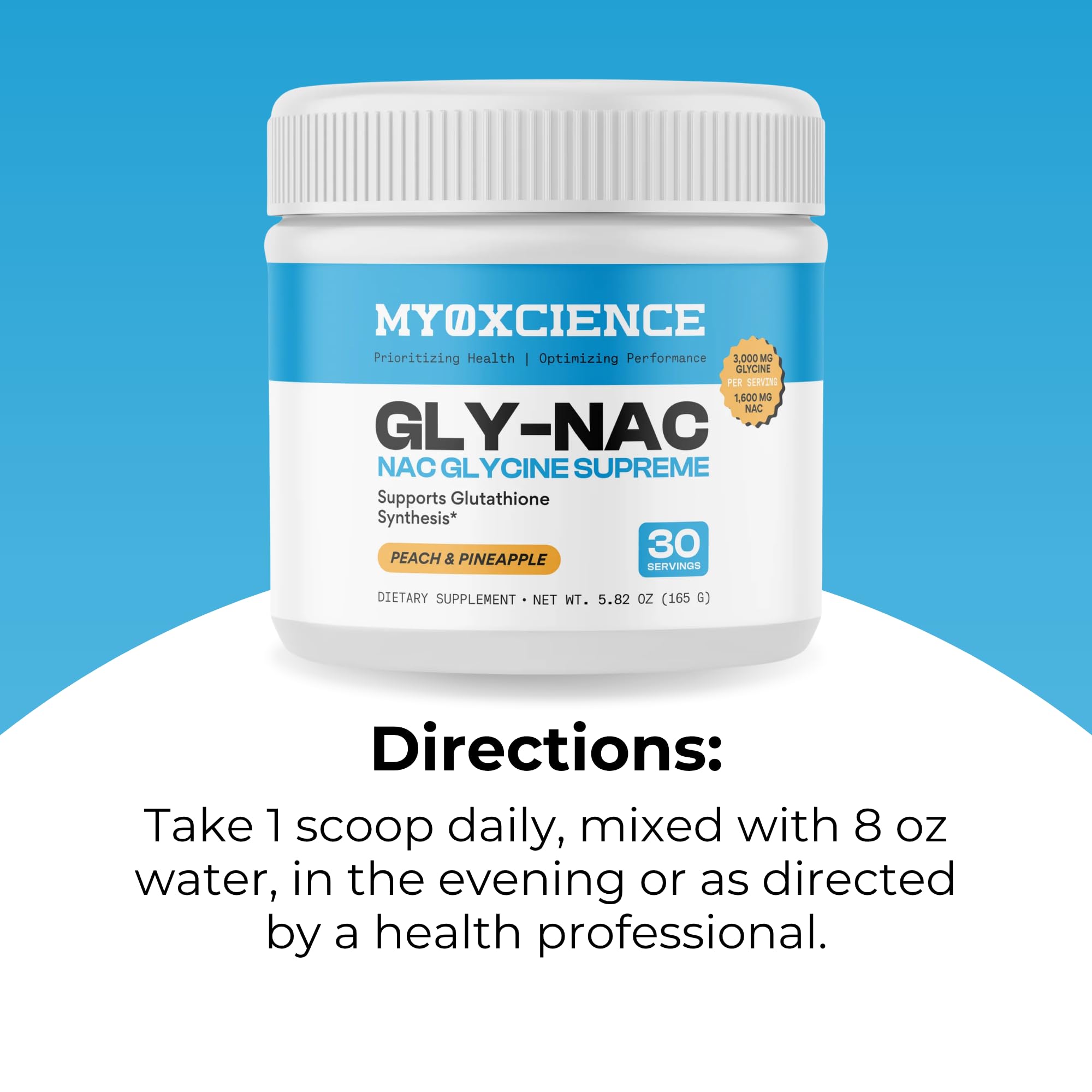 MYOXCIENCE NAC Glycine Supreme – NAC, Glycine & Taurine Formula, Peach & Pineapple Flavor, 30 Servings