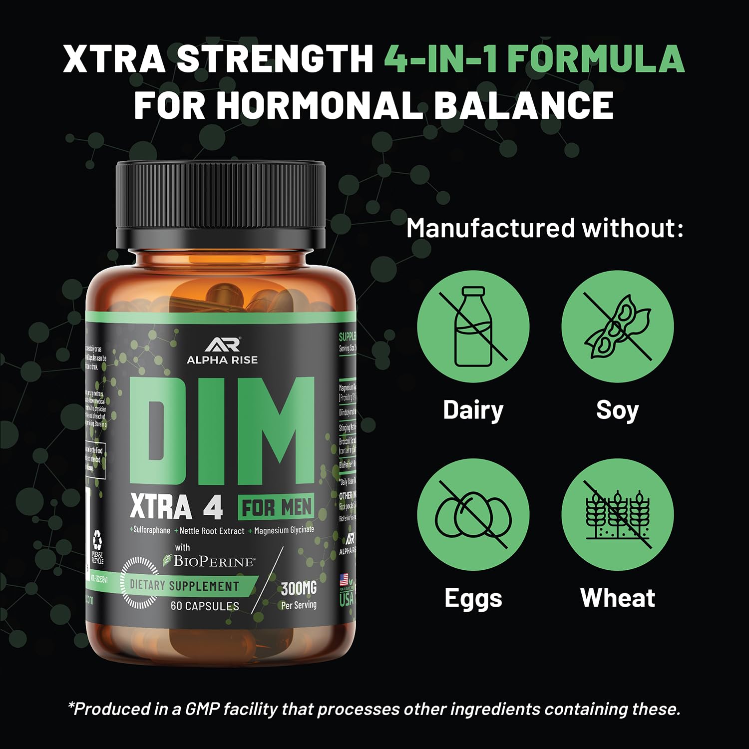 ALPHA RISE Premium DIM XTRA-4 for Men | Estrogen Blocker, Aromatase Inhibitor & Performance Support