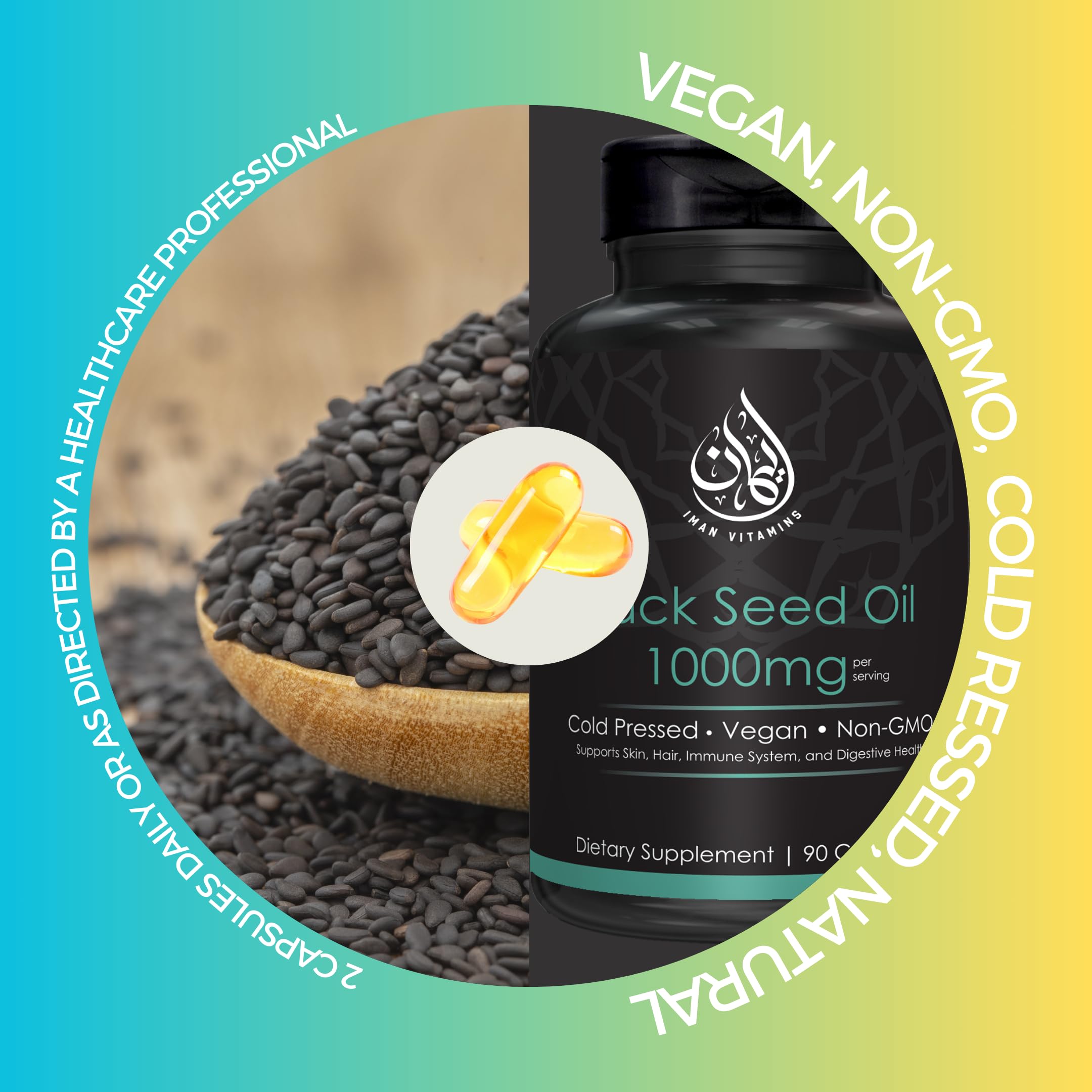 Halal certified black seed oil capsules label