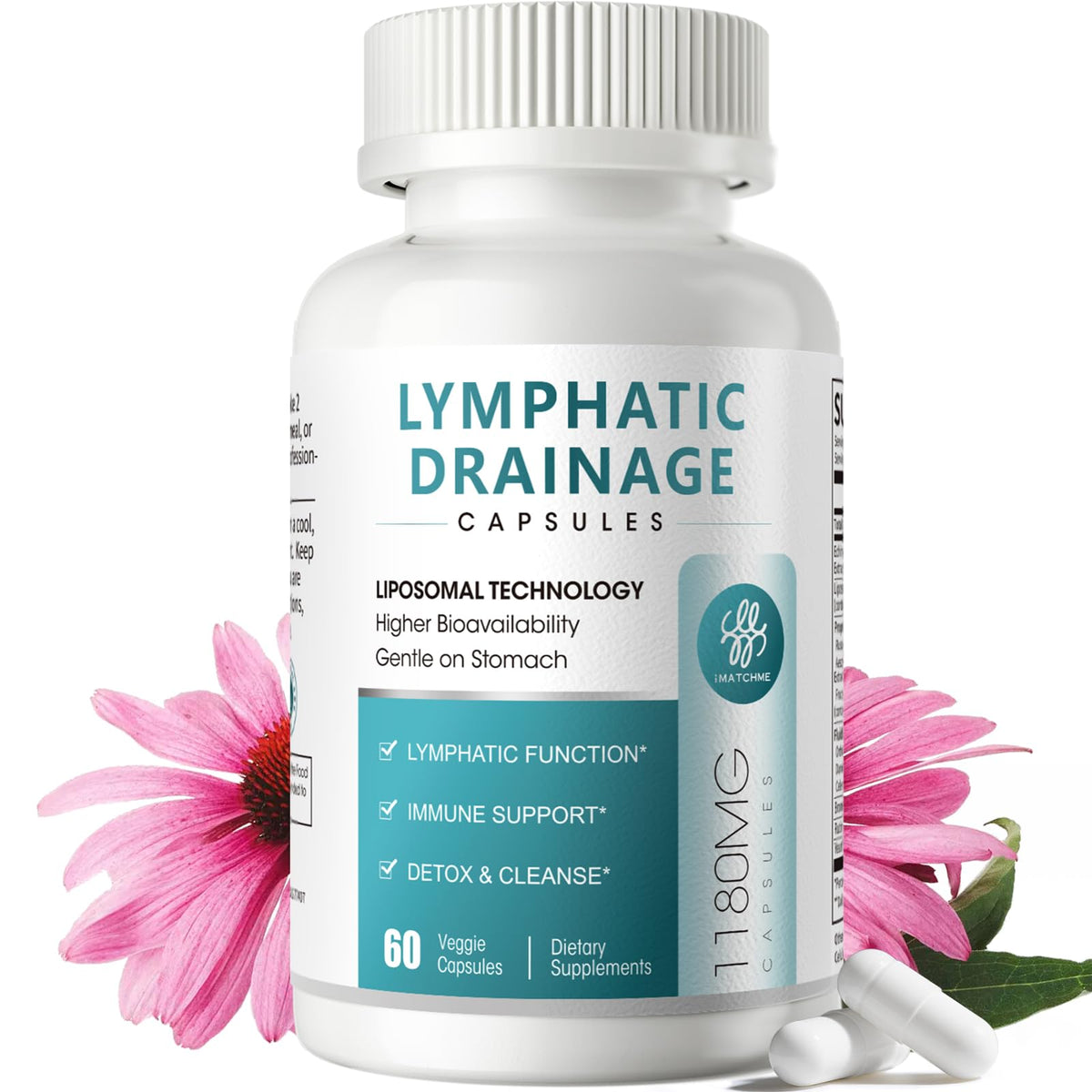 iMATCHME Lymphatic Drainage supplement bottle with 60 capsules