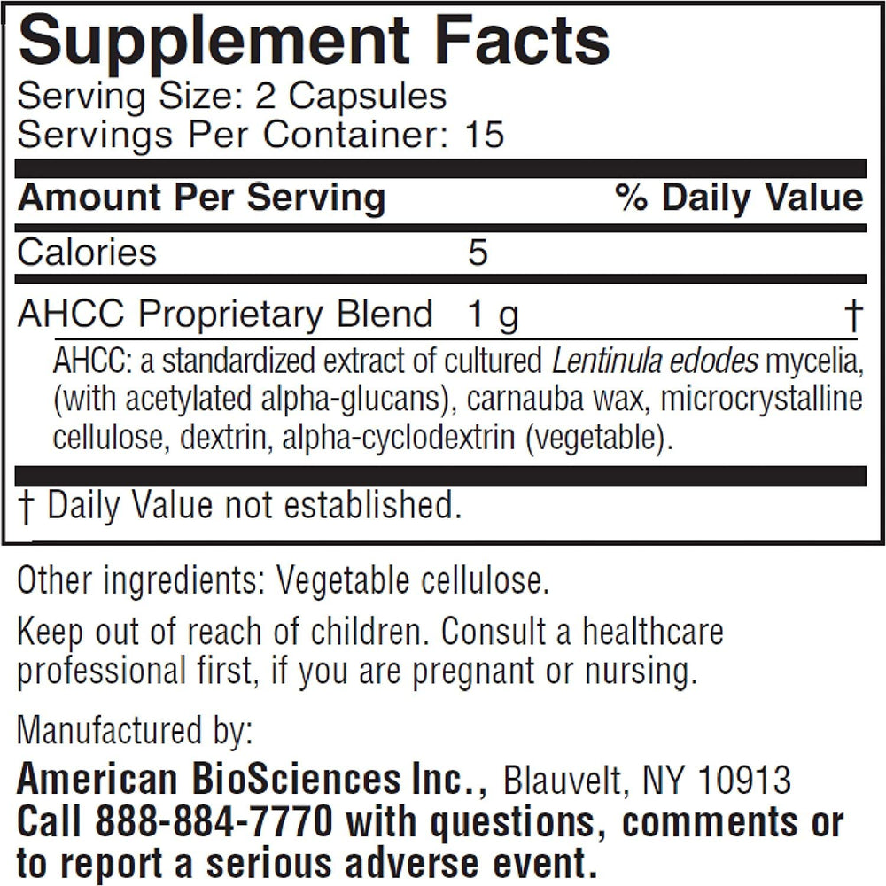 Close-up of ImmPower label and AHCC ingredients