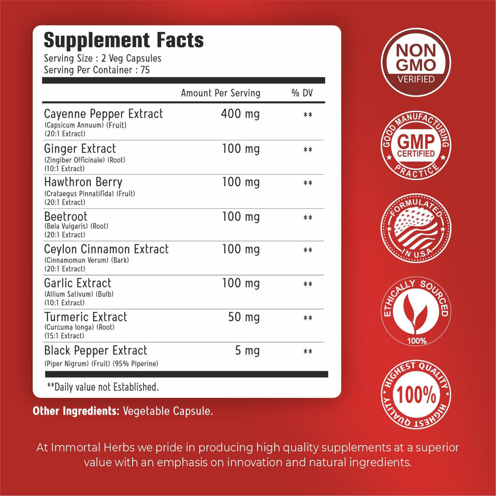Bottle of Immortal Herbs Cayenne Pepper Capsules