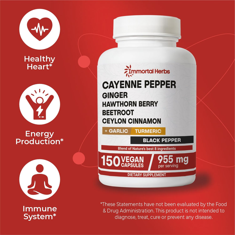 Ingredients chart for Immortal Herbs Cayenne Pepper Capsules