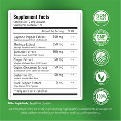 Capsules containing moringa cayenne pepper turmeric ginger blend