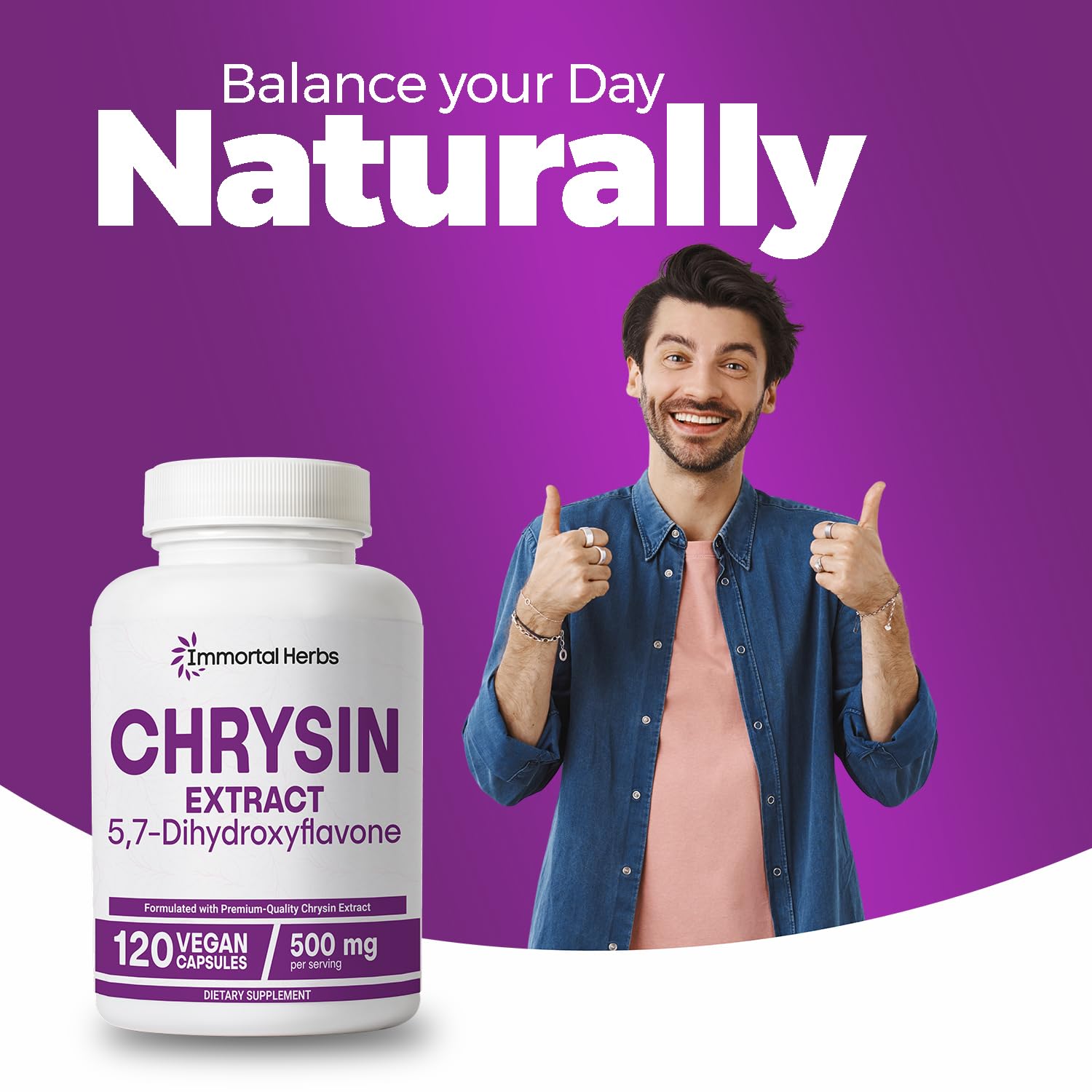 Chrysin supplement for men and women - 500mg