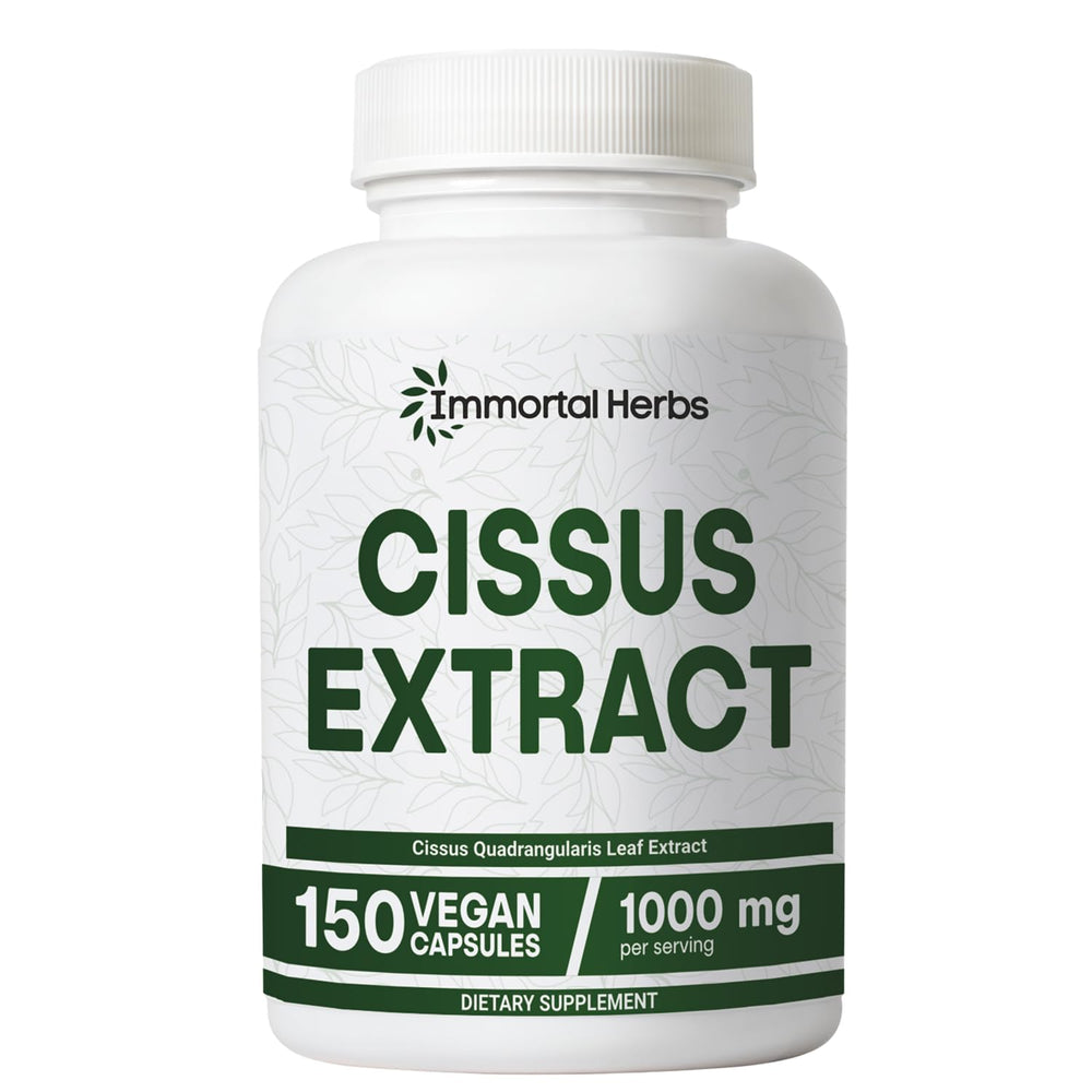 Front view of Immortal Herbs Cissus Quadrangularis 1000mg bottle with 150 capsules