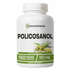 Front view of Immortal Herbs Policosanol 100mg capsules bottle
