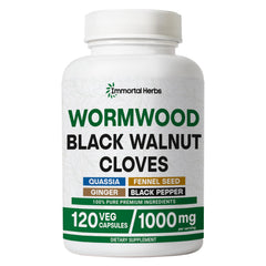 Bottle of Immortal Herbs 7-in-1 Wormwood Black Walnut Clove Cleanse capsules