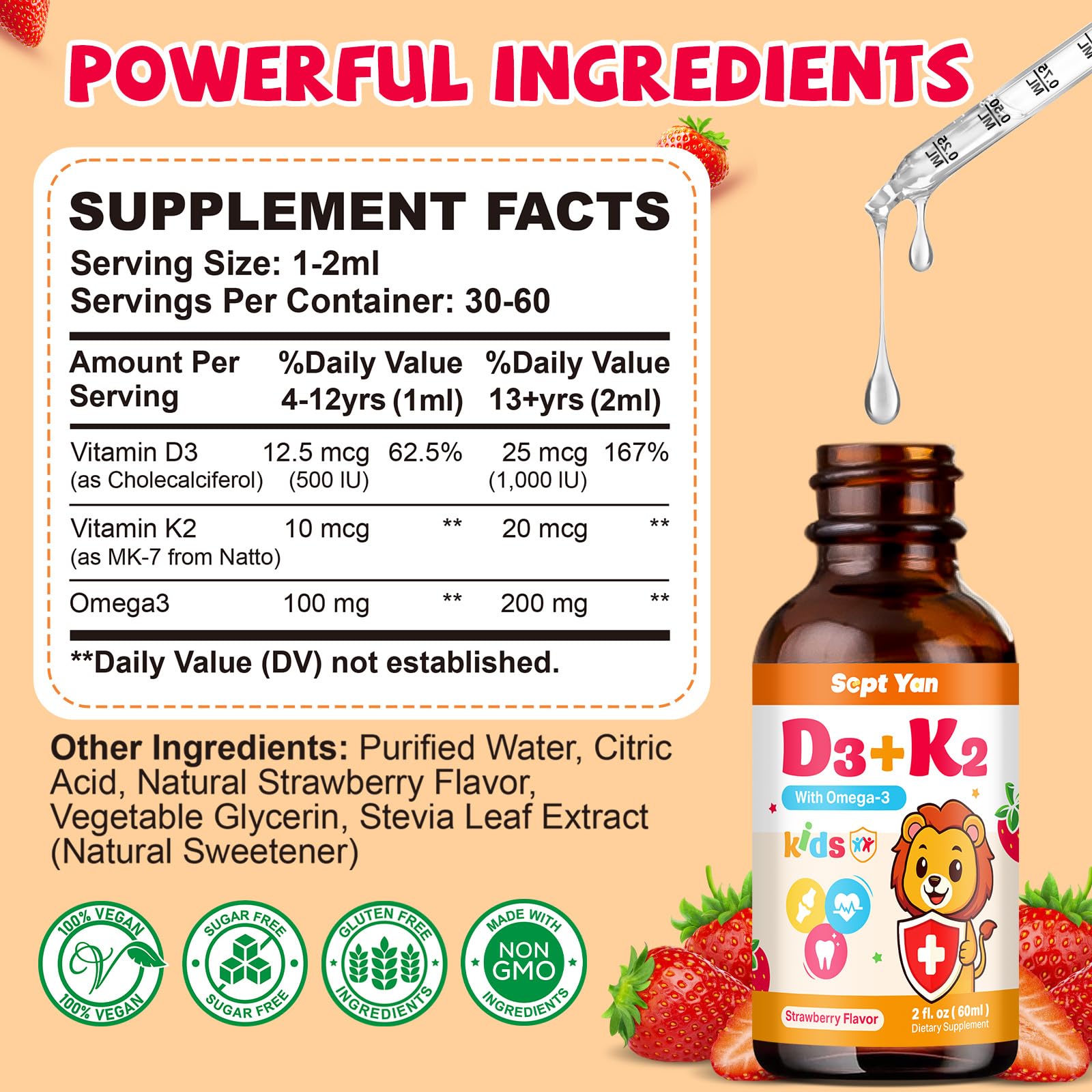 Graphics showing immune, brain, and bone support benefits