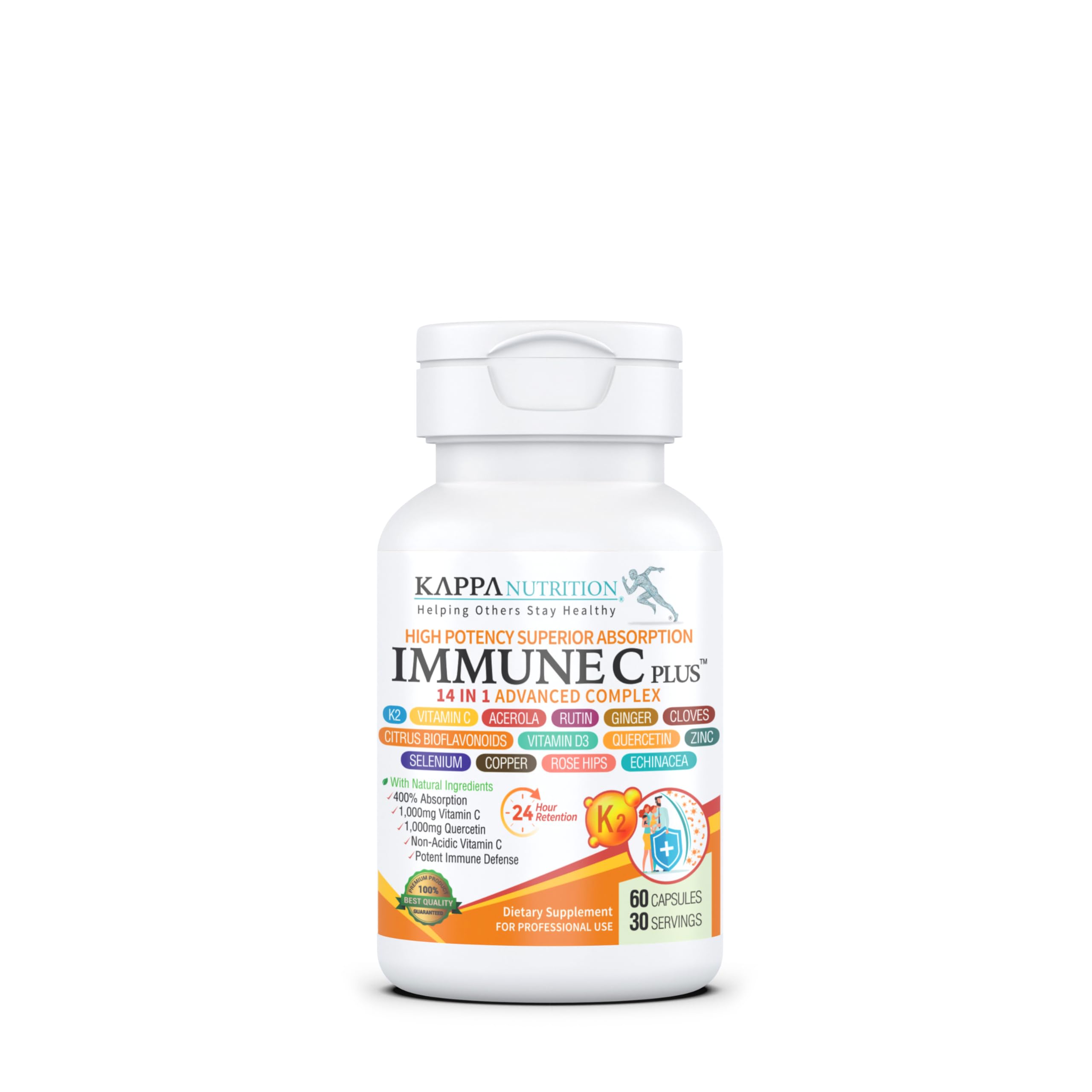 Front view of Immune C Plus 14 in 1 60 Count bottle