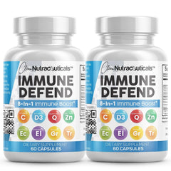 Front view of Immune Defense 8-in-1 vegan capsules bottle (60 count)