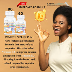 Close-up of the Immune N Plus 15 in 1 label