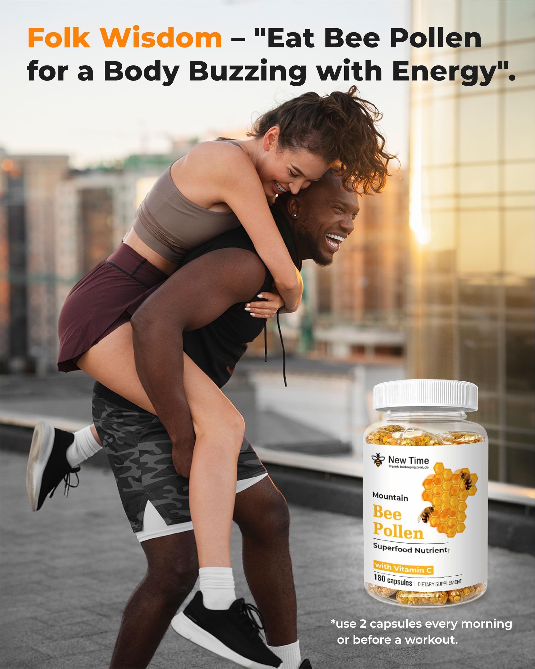 Bee pollen capsules for immune support and antioxidants
