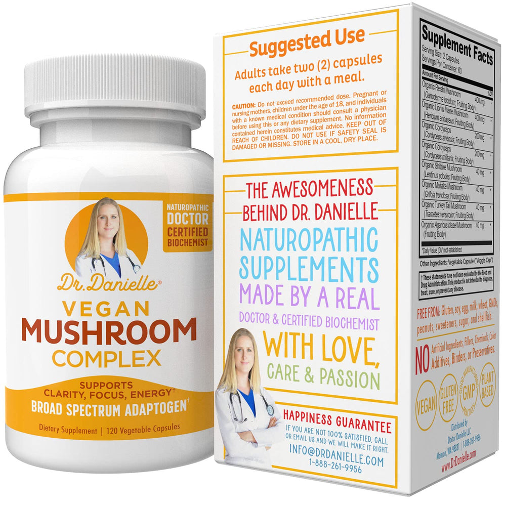Graphic showing immune support and cognitive benefits of the Mushroom Complex