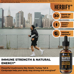 Product label highlighting immune support and energy benefits