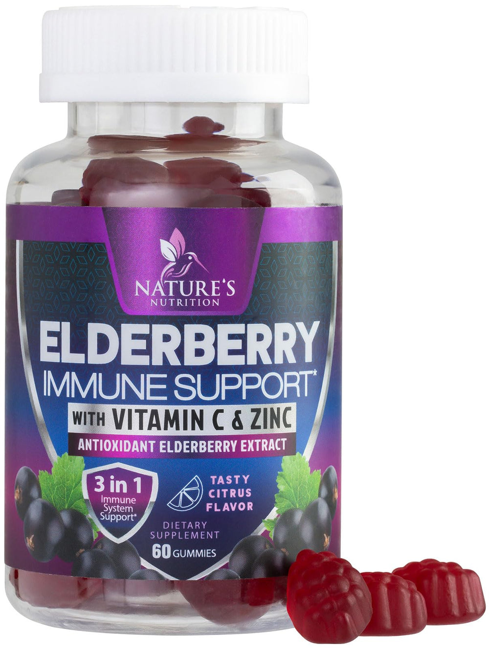 Immune Support Gummies bottle with Sambucus Elderberry extract