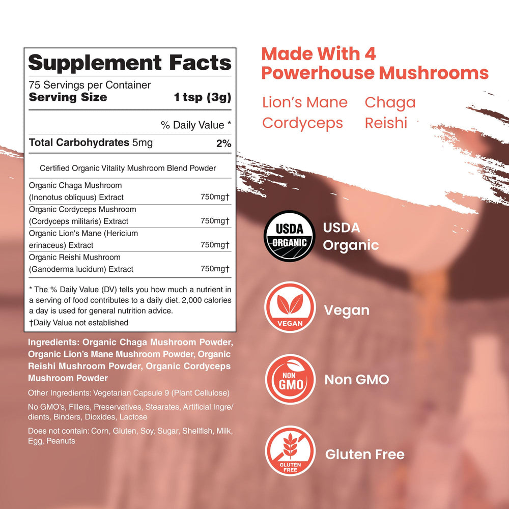 Mushroom powder for immune support
