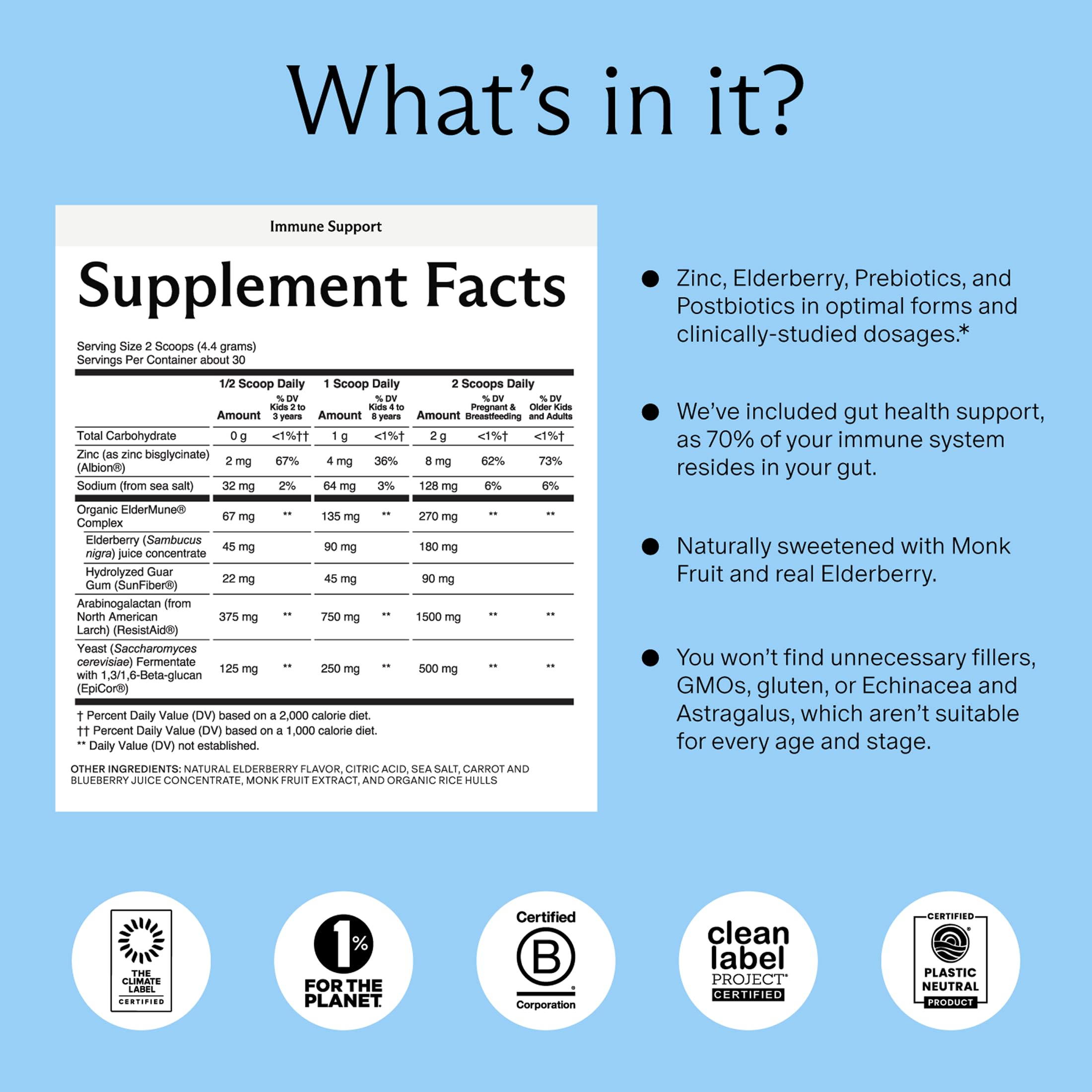 Serving scoop with Immune Support powder ready to mix