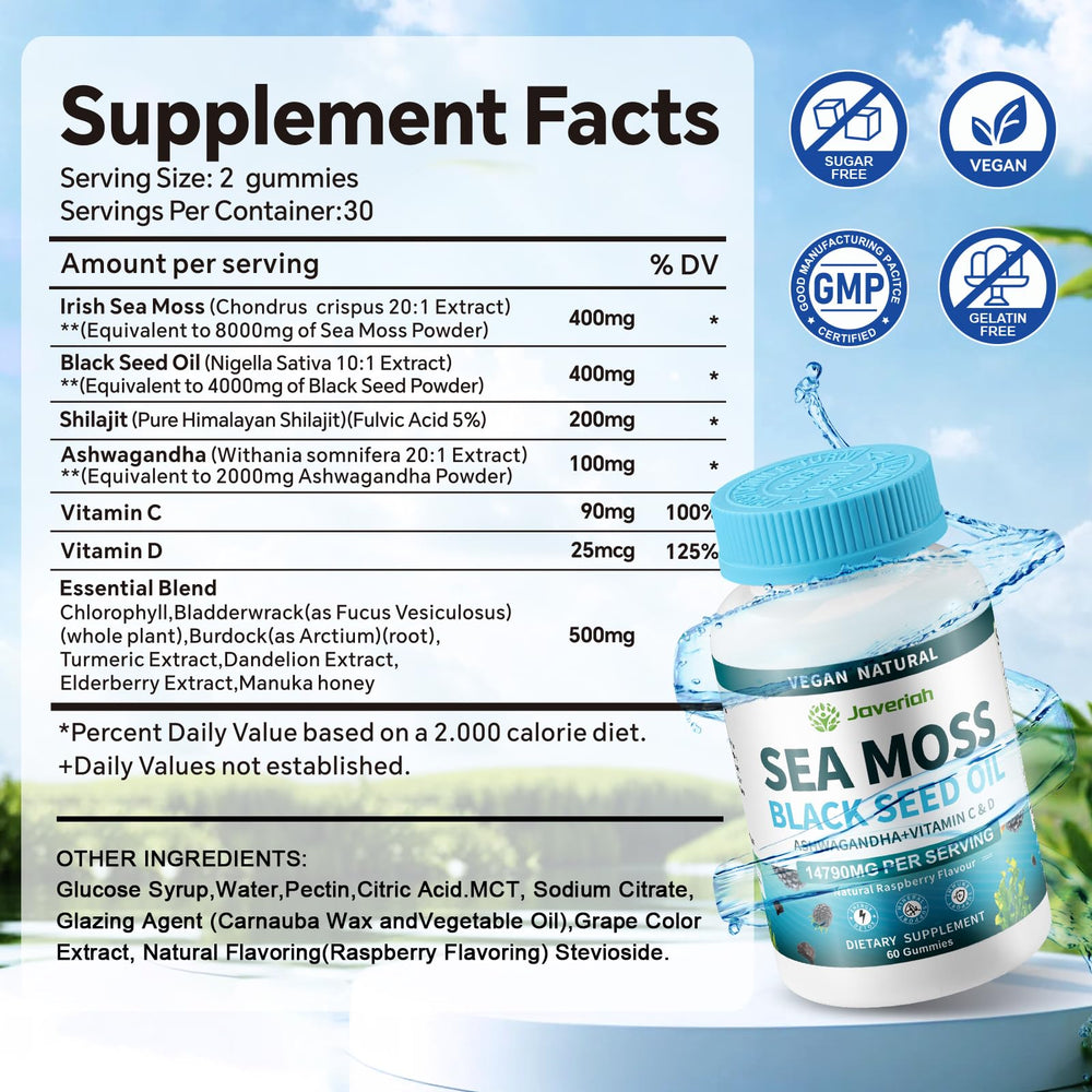 Front view of Sea Moss Gummies for Immune Support