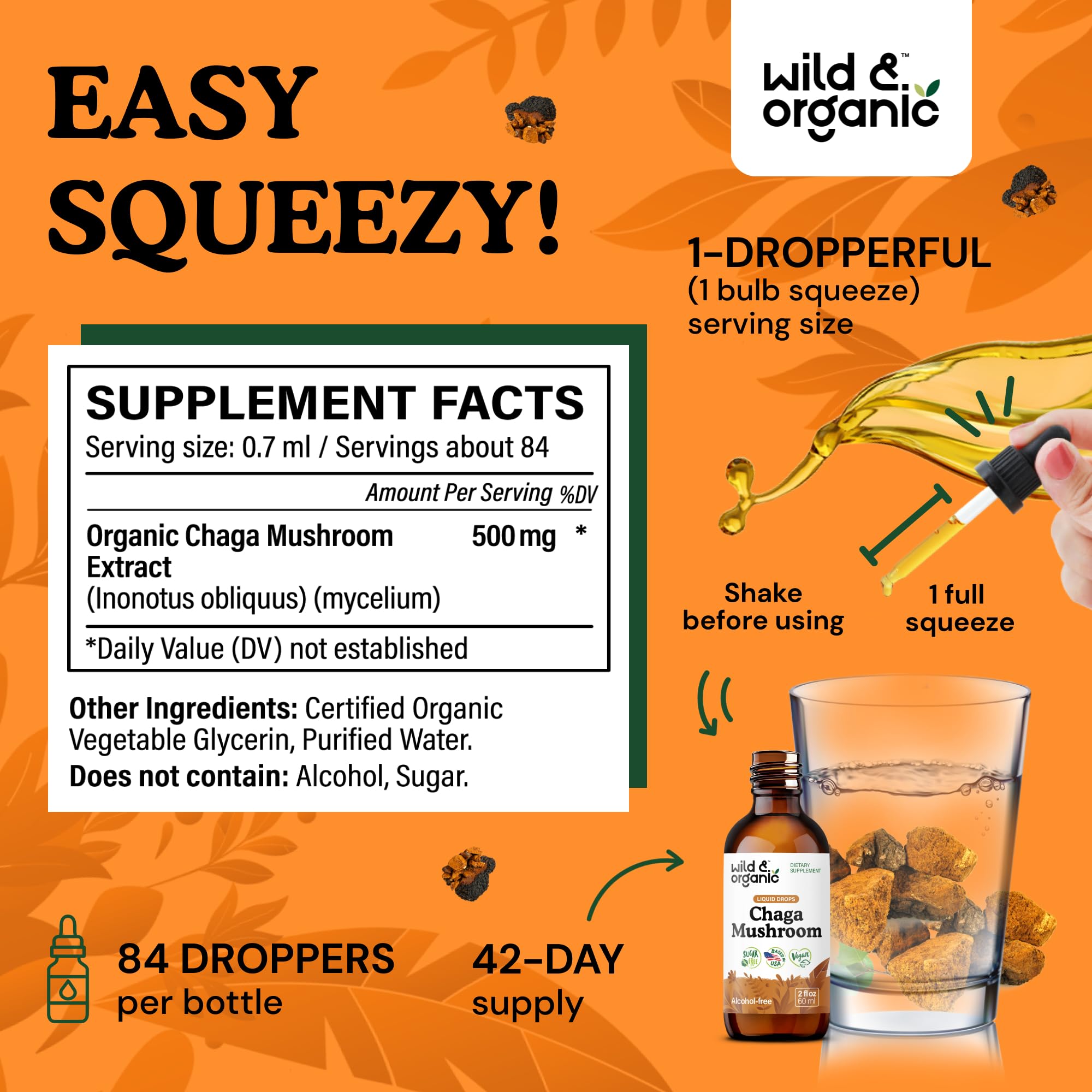 Tincture ingredients showing vegan, GMO-free formula