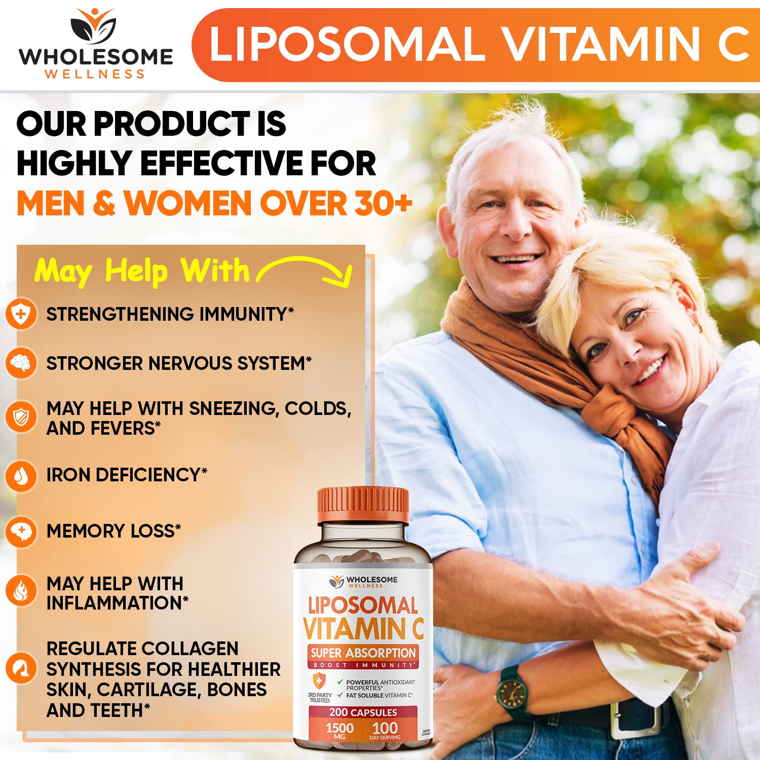 Vitamin C capsules for immune support