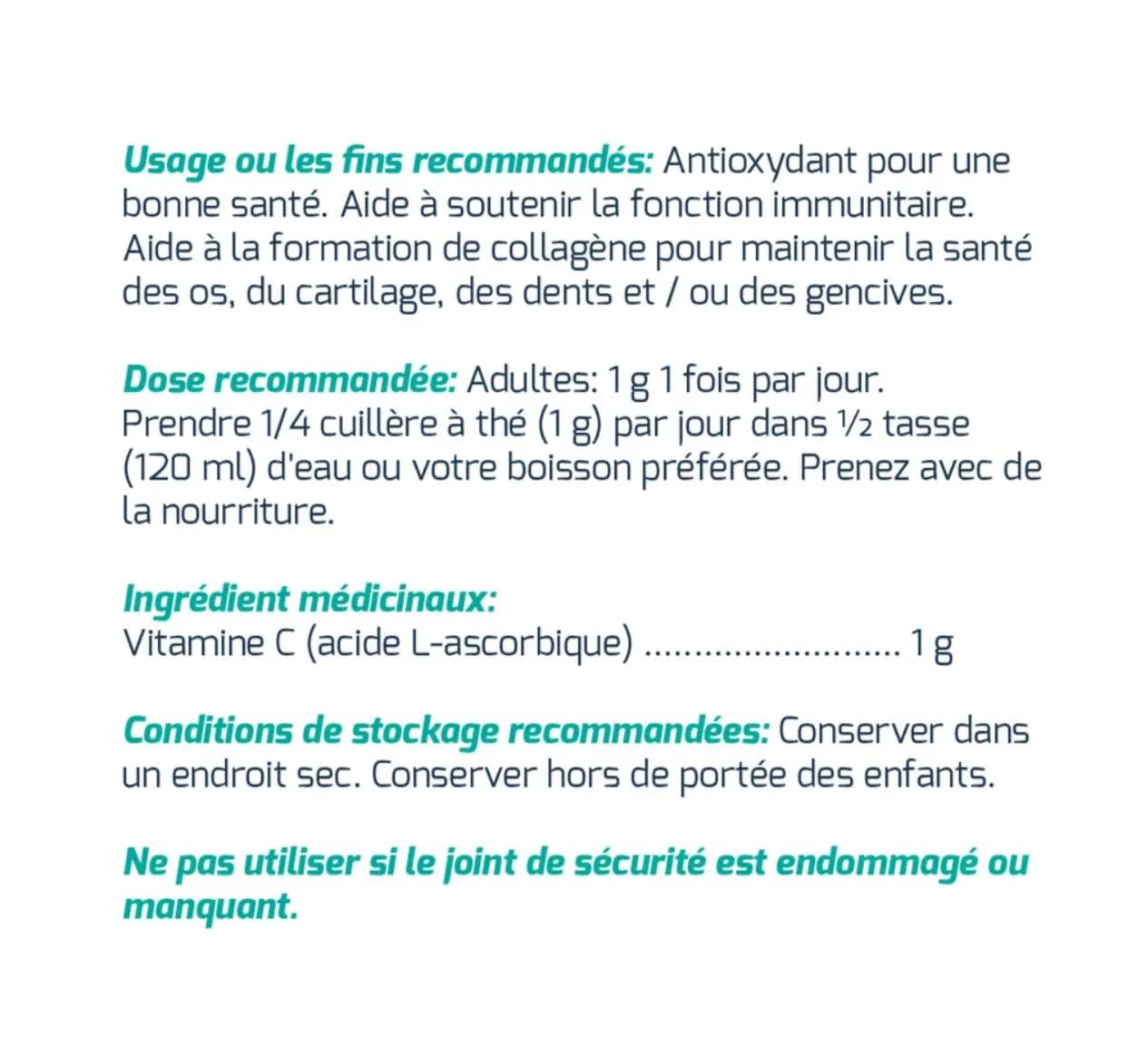 Immune support vitamin C powder for immunity and wellness