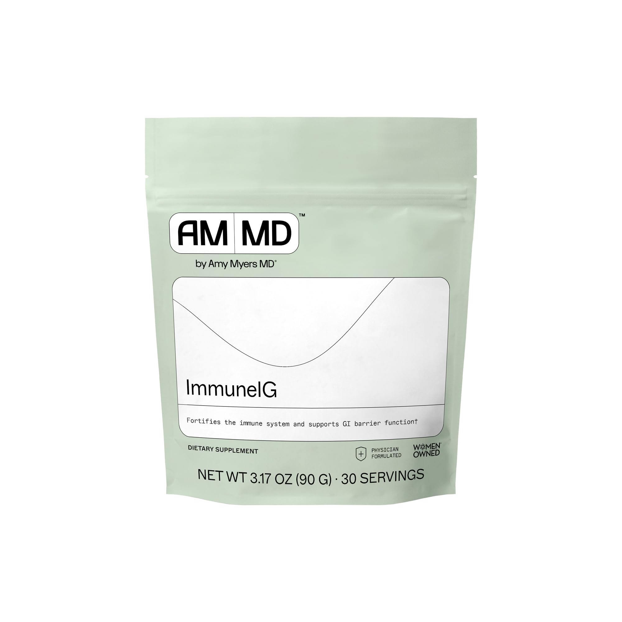 ImmuneIG dairy-free colostrum powder in a scoop against a white background