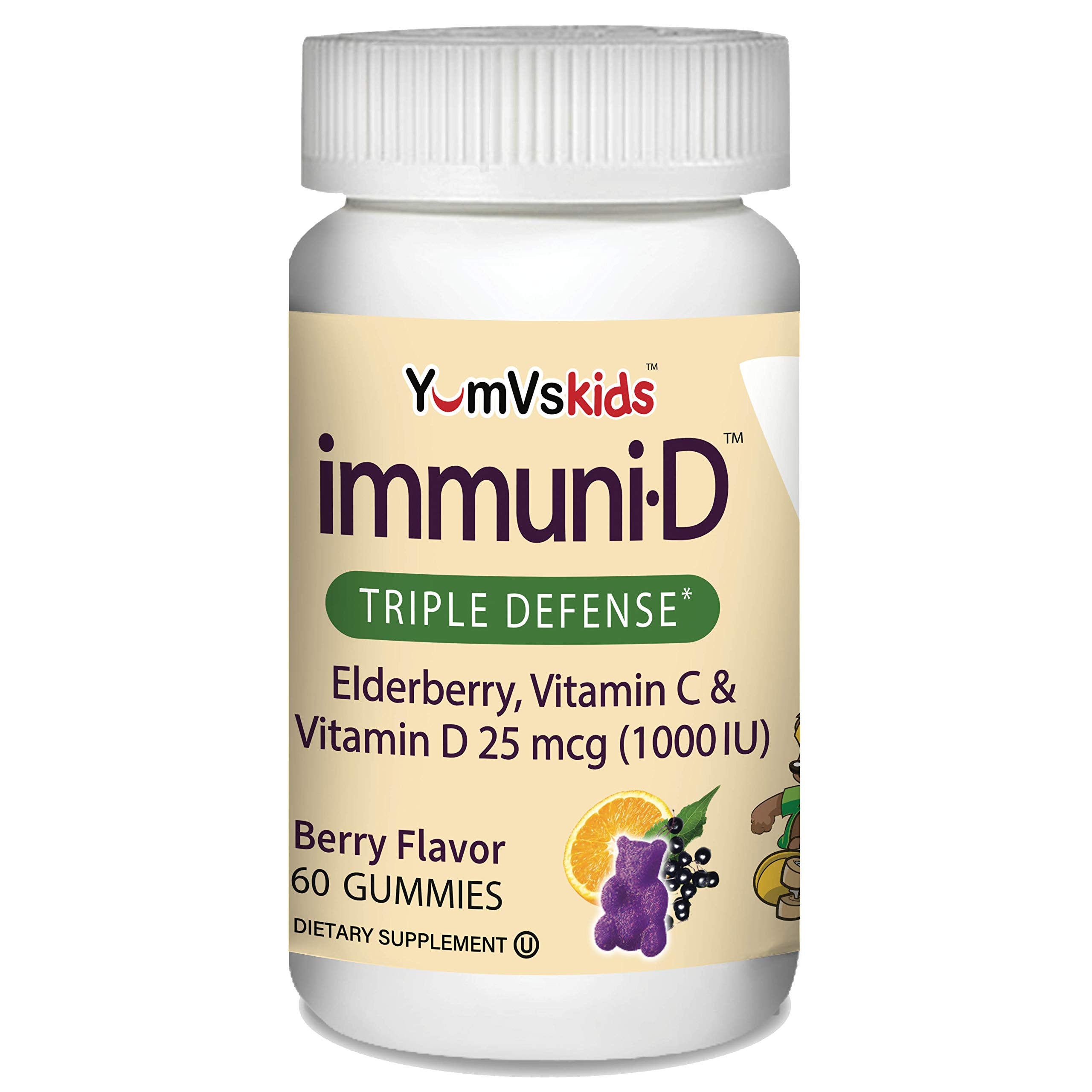 ImmuniD Elderberry Gummies for Kids bottle with berry flavor label
