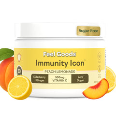 Front view of Feel Goods Immunity Icon Peach Lemonade drink mix
