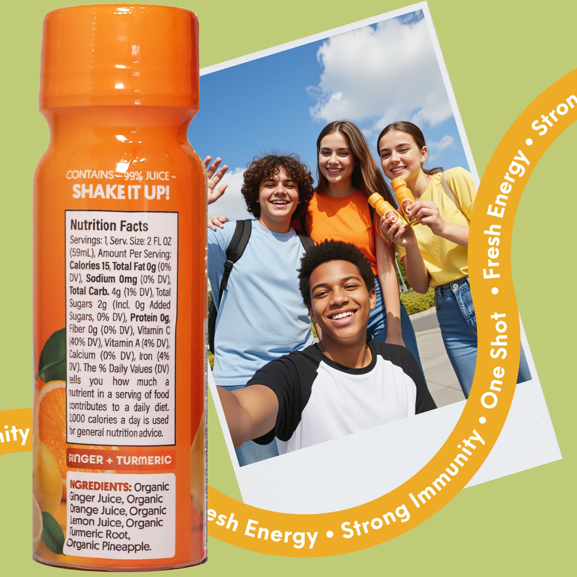 Set of four 60 ml immunity shot bottles